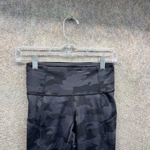 Lululemon Leggings Women 4 Black Camo Fast and Free Tight 25" Nulux High Rise - Picture 9 of 10